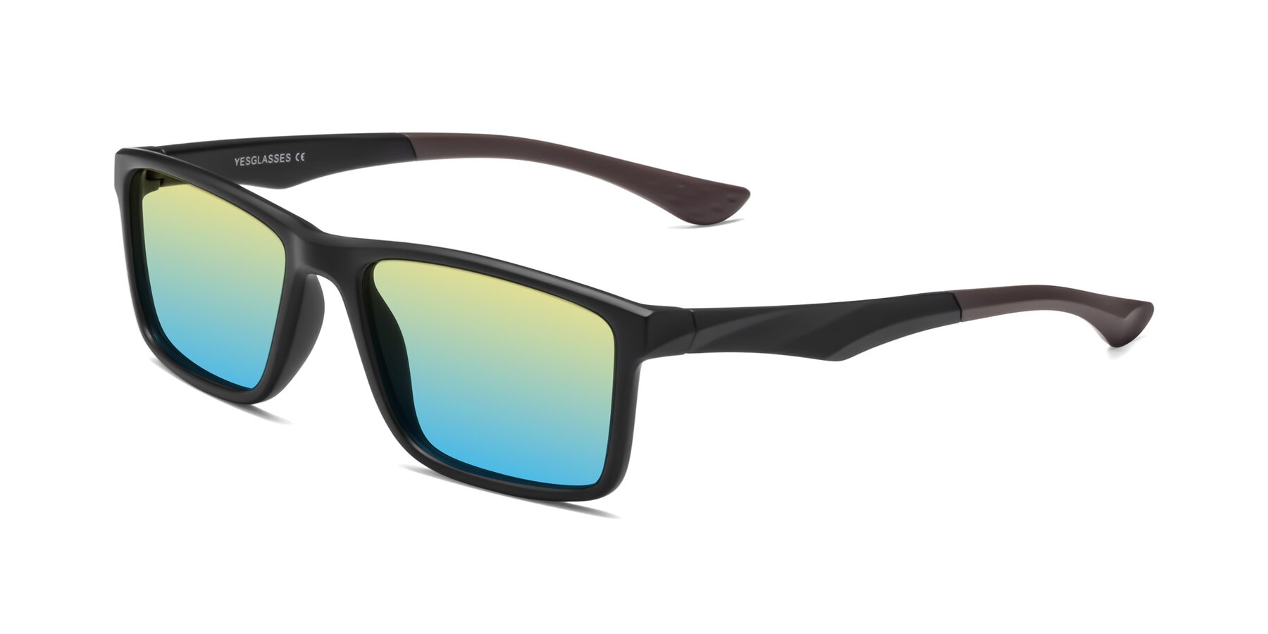 Angle of Engineer in Matte Black-Coffee with Yellow / Blue Gradient Lenses