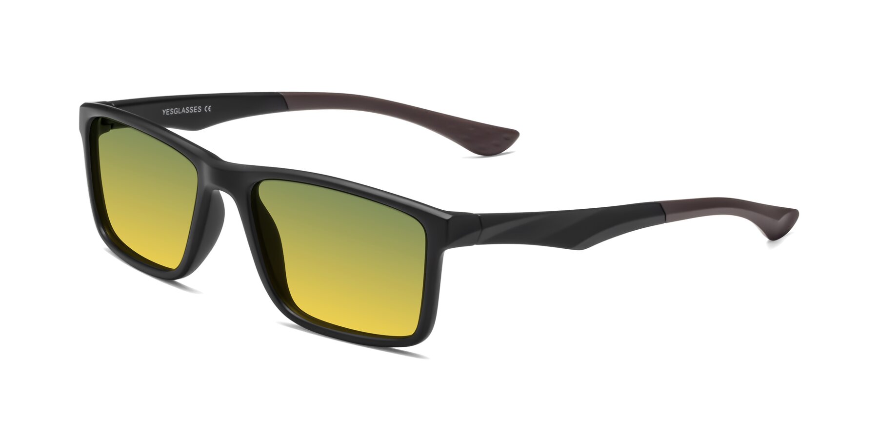 Angle of Engineer in Matte Black-Coffee with Green / Yellow Gradient Lenses