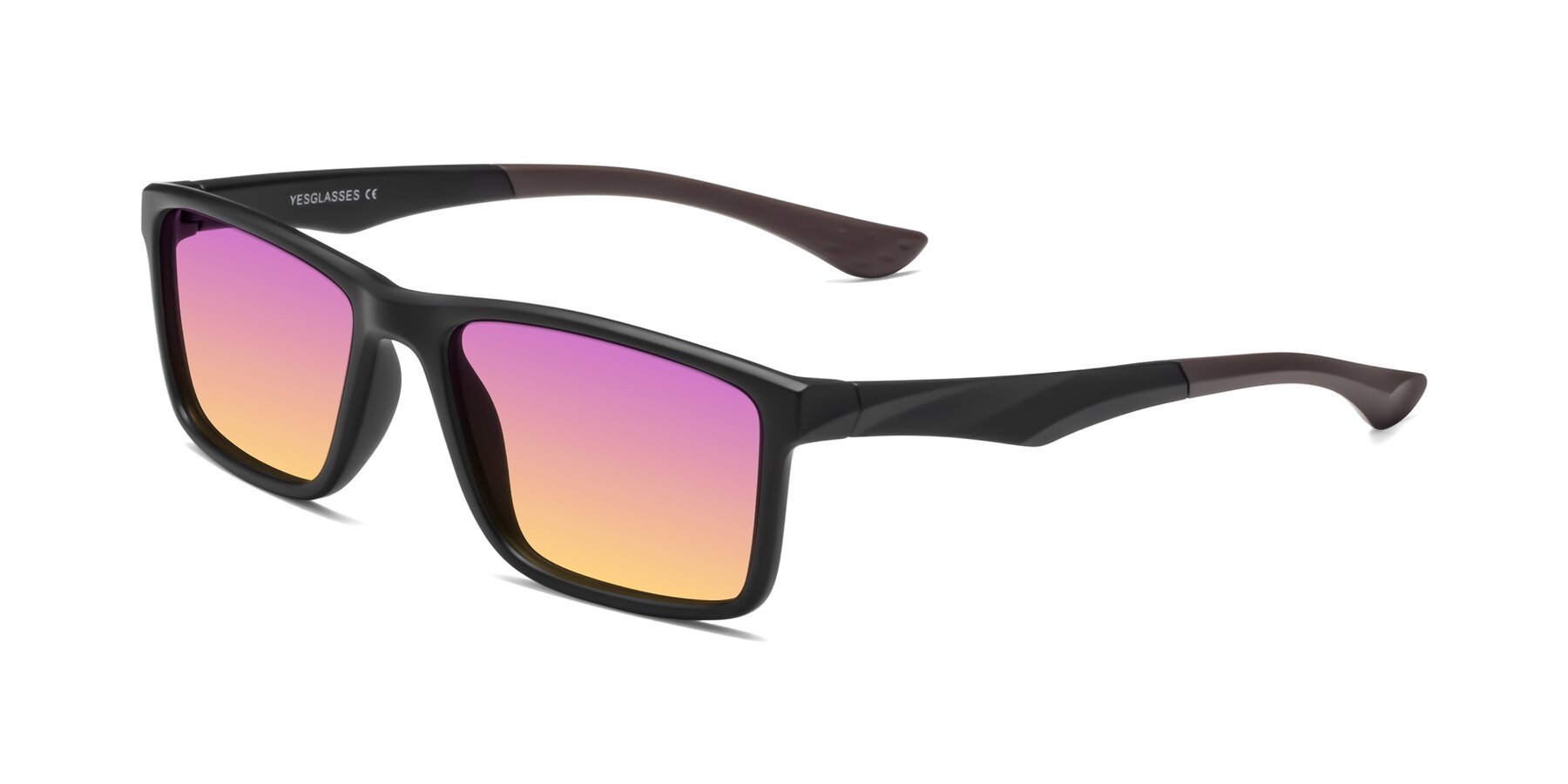 Angle of Engineer in Matte Black-Coffee with Purple / Yellow Gradient Lenses