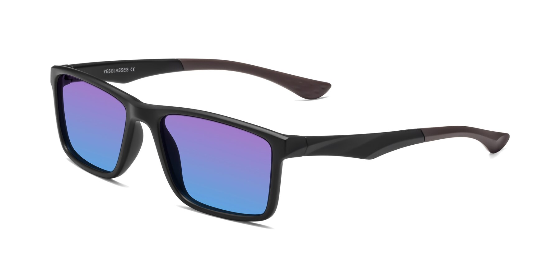 Angle of Engineer in Matte Black-Coffee with Purple / Blue Gradient Lenses