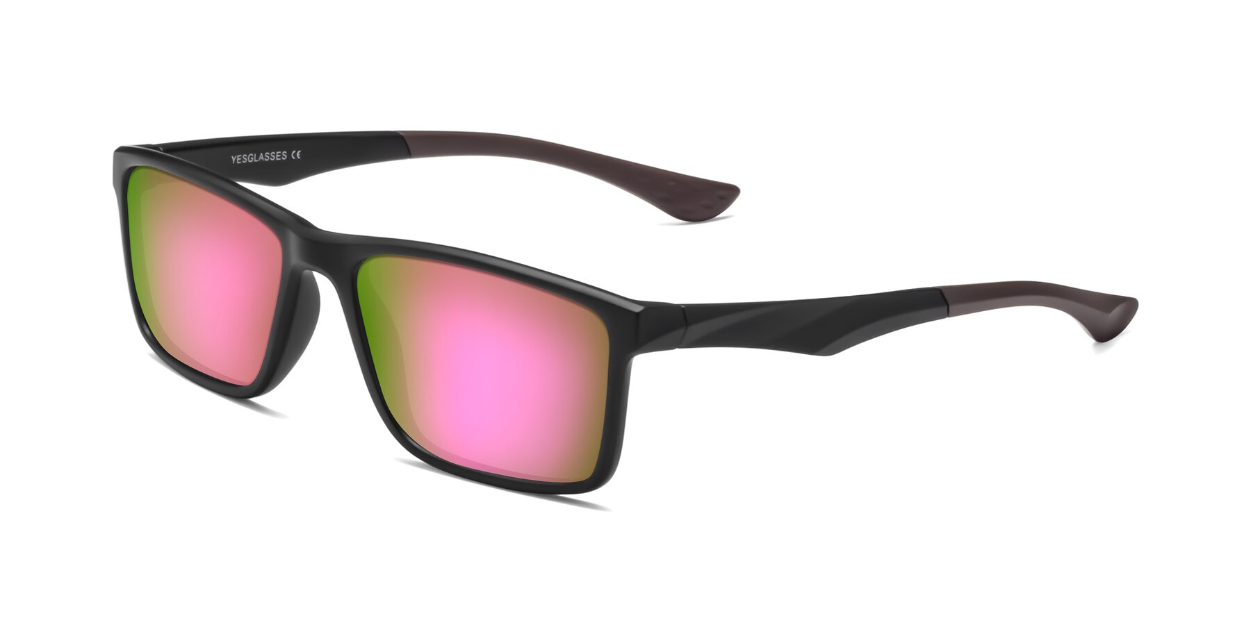 Angle of Engineer in Matte Black-Coffee with Pink Mirrored Lenses