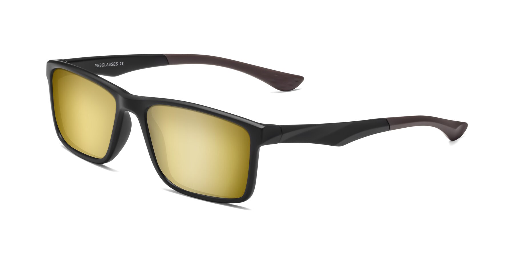 Angle of Engineer in Matte Black-Coffee with Gold Mirrored Lenses