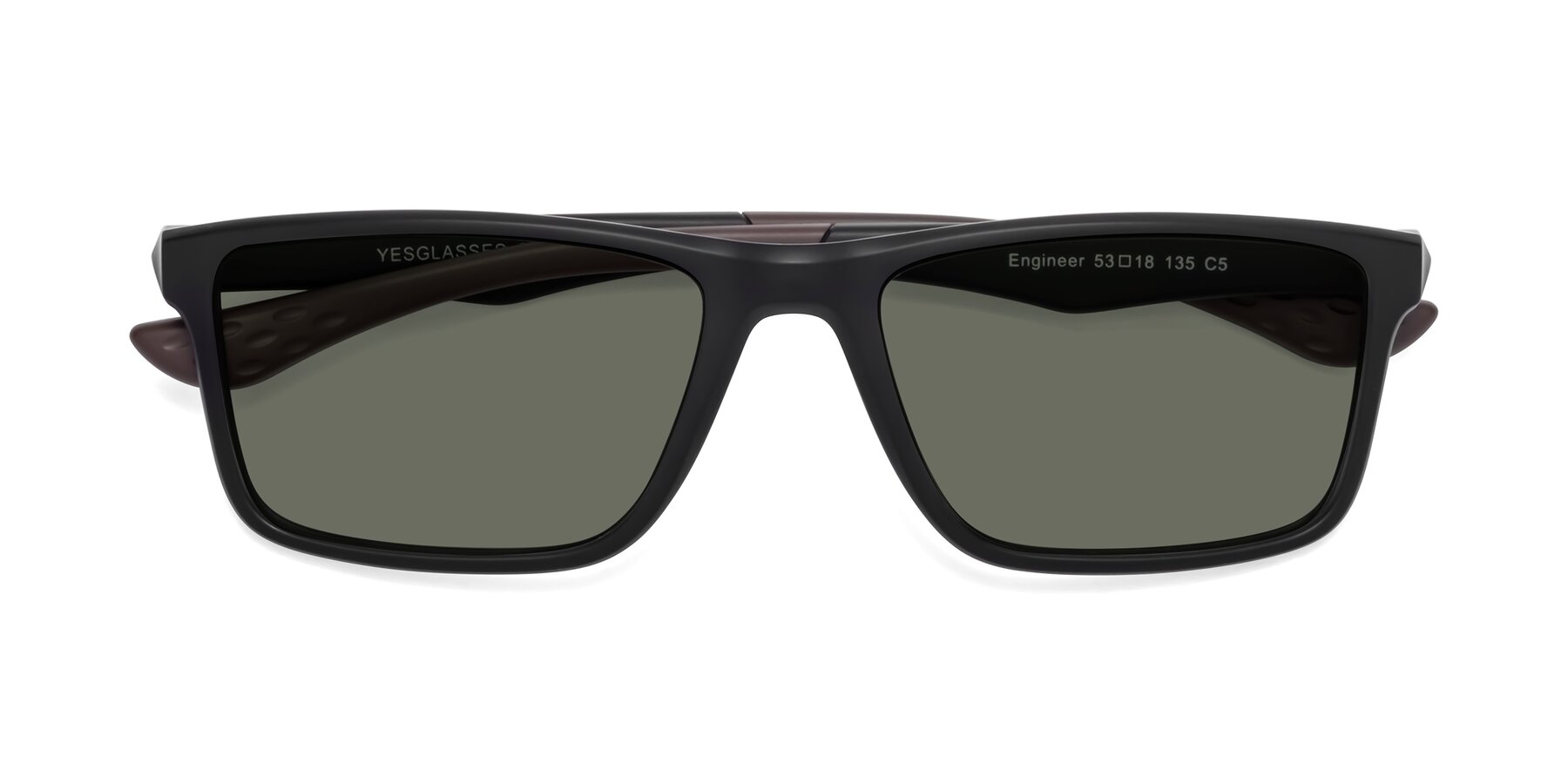 Folded Front of Engineer in Matte Black-Coffee with Gray Polarized Lenses