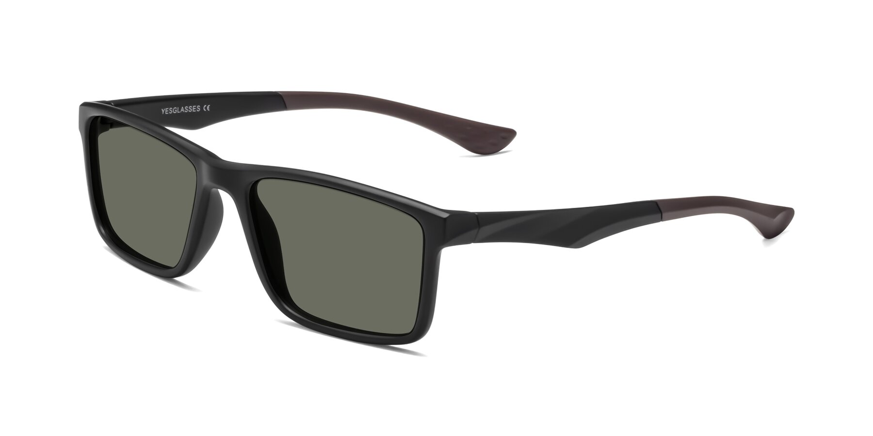 Angle of Engineer in Matte Black-Coffee with Gray Polarized Lenses