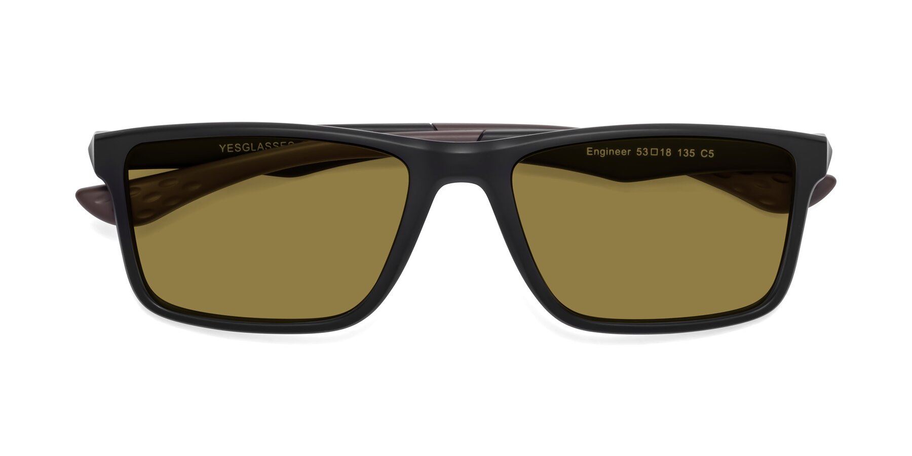 Folded Front of Engineer in Matte Black-Coffee with Brown Polarized Lenses