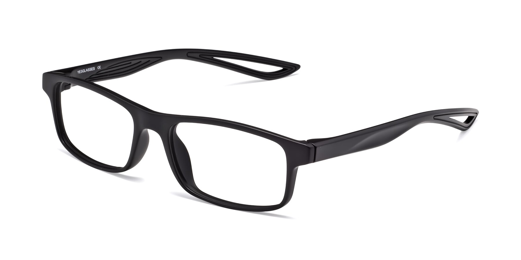 Angle of Bill in Matte Black with Clear Blue Light Blocking Lenses