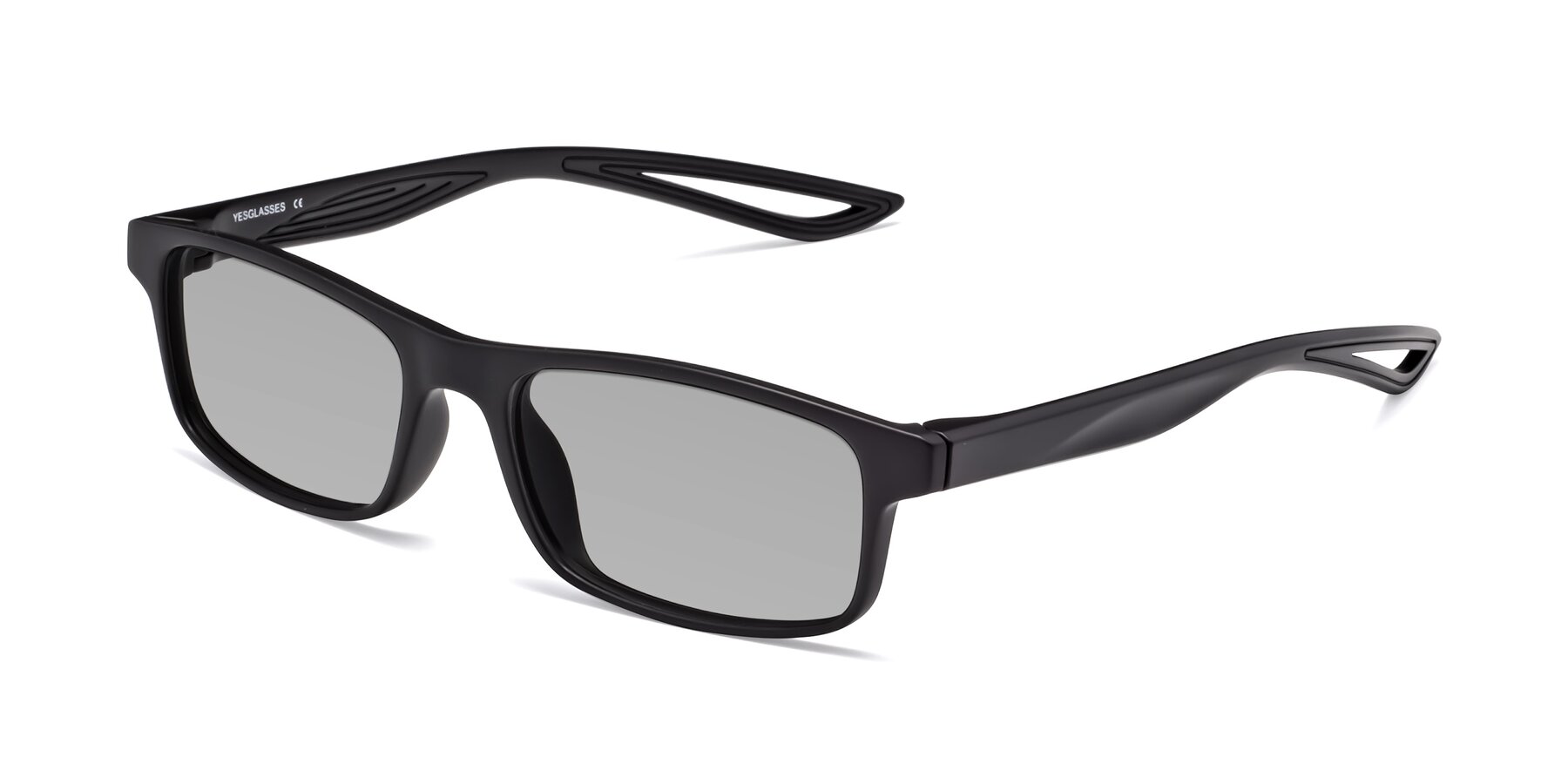 Angle of Bill in Matte Black with Light Gray Tinted Lenses