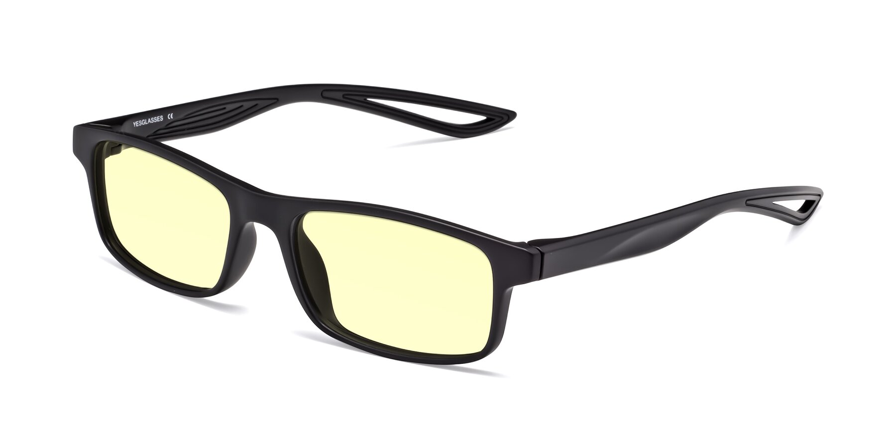 Angle of Bill in Matte Black with Light Yellow Tinted Lenses