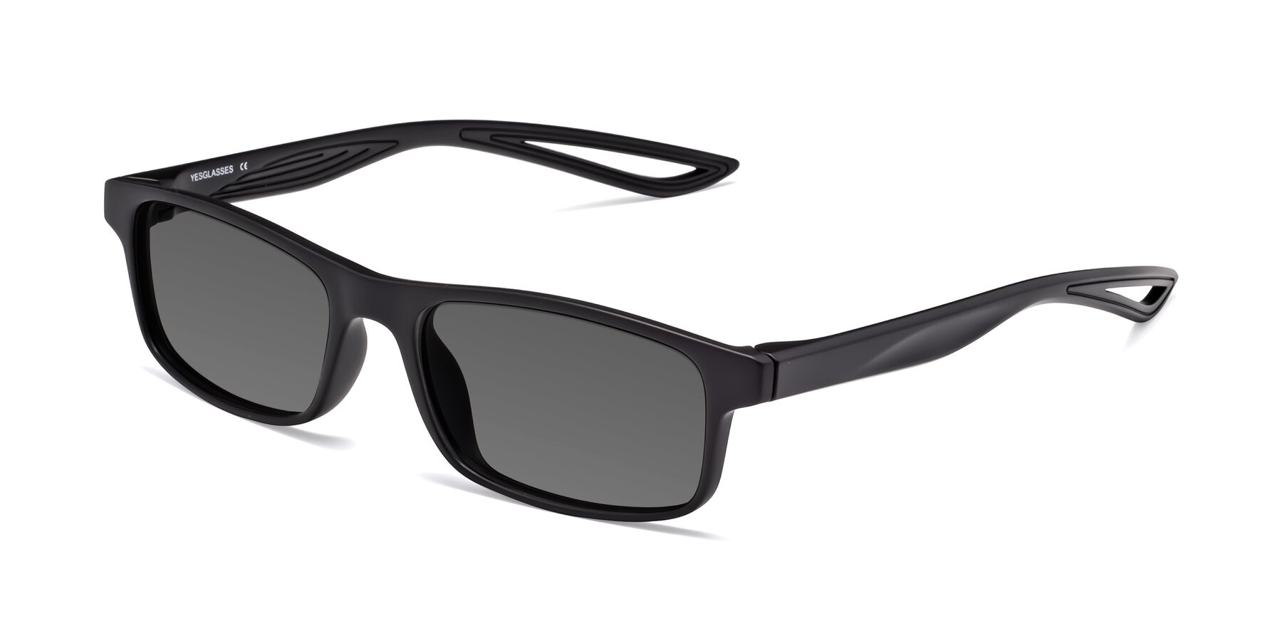 Angle of Bill in Matte Black with Medium Gray Tinted Lenses