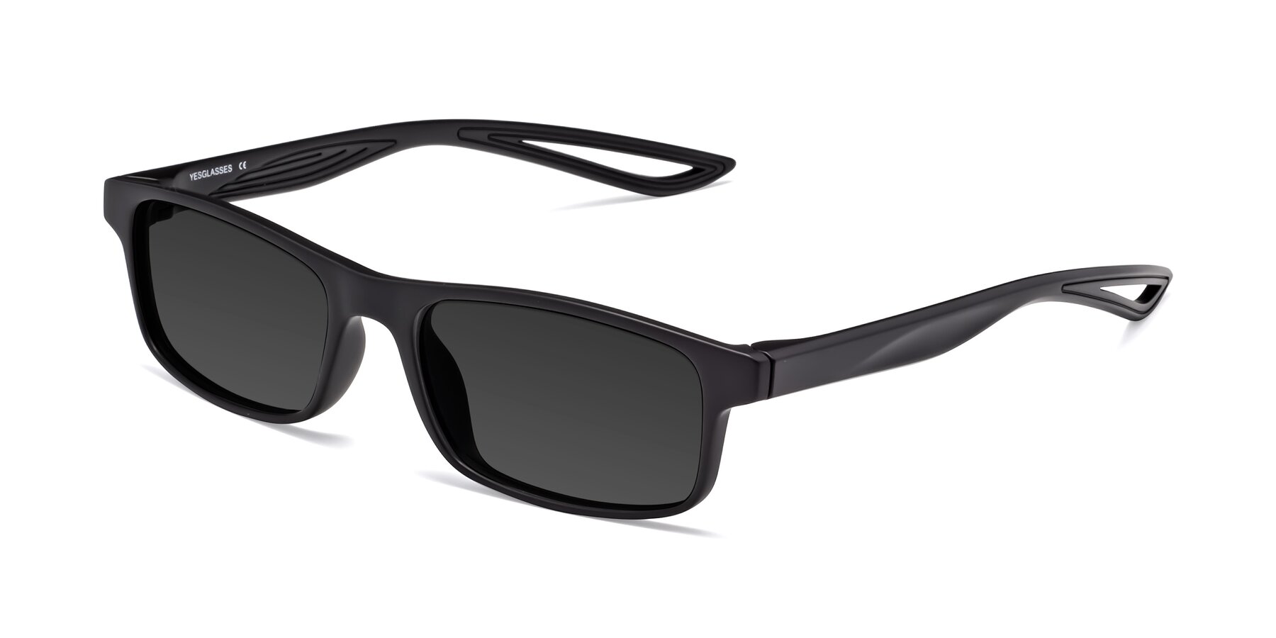 Angle of Bill in Matte Black with Gray Tinted Lenses