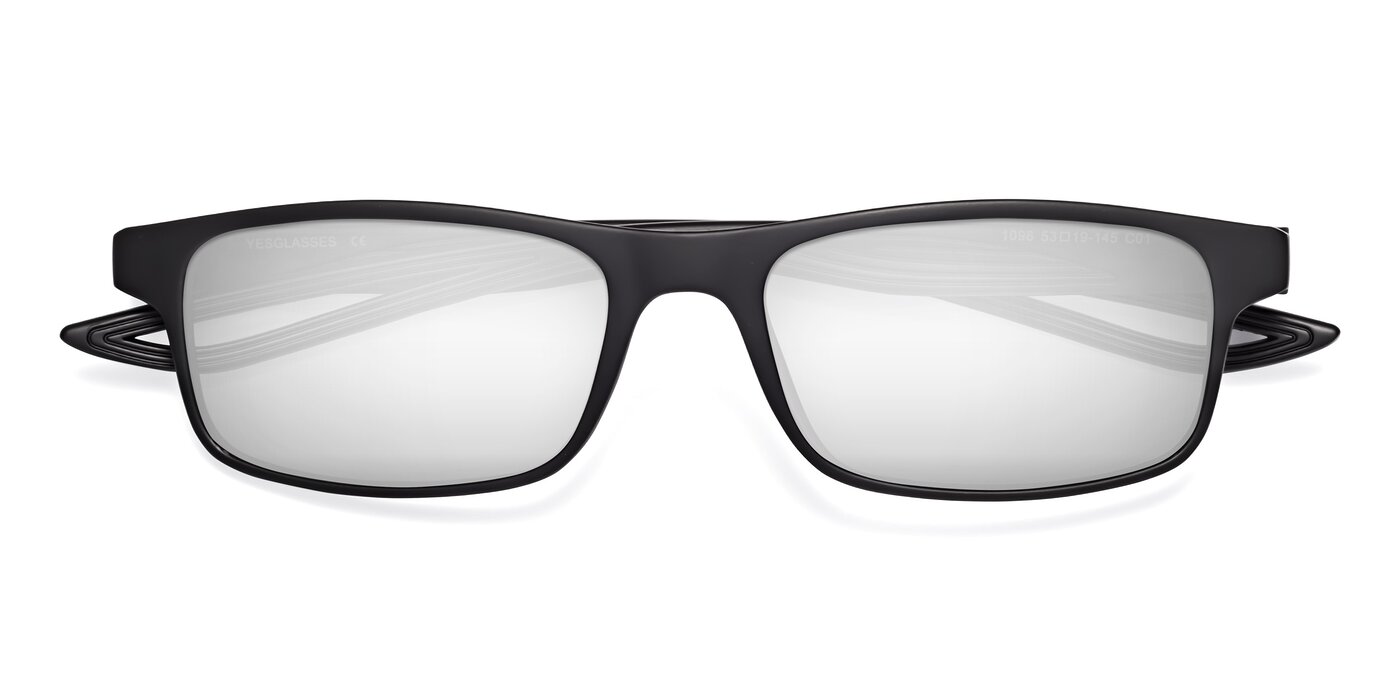 Bill - Matte Black Flash Mirrored Sunglasses