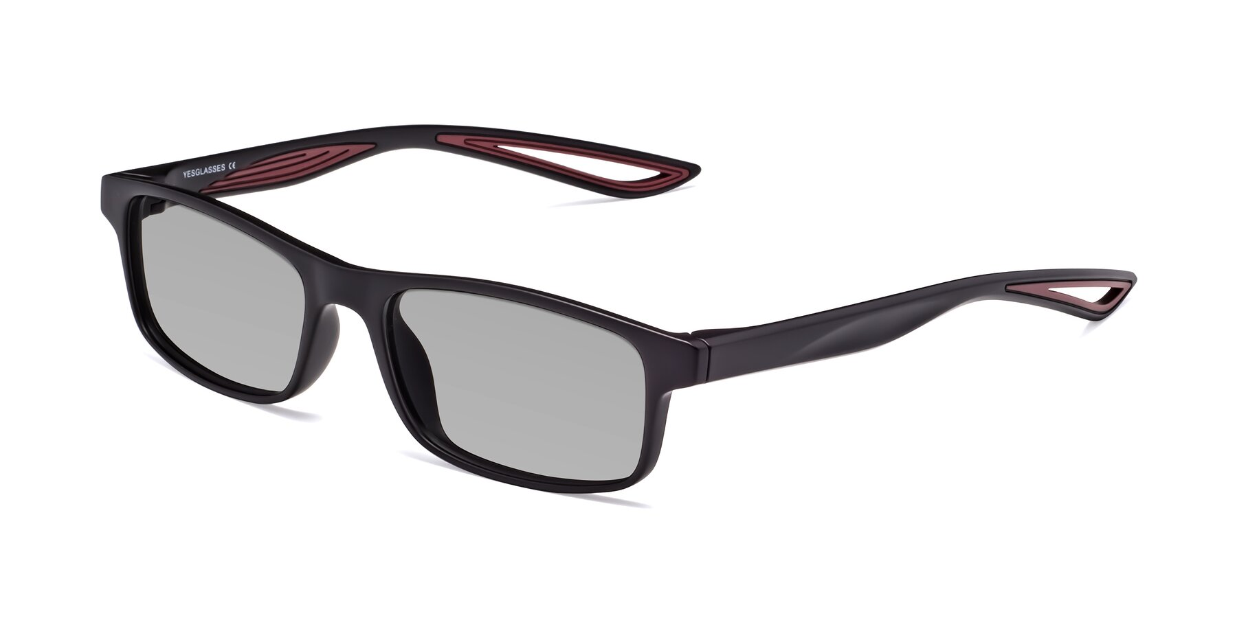 Angle of Bill in Matte Black-Wine with Light Gray Tinted Lenses