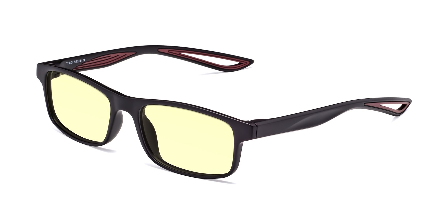 Angle of Bill in Matte Black-Wine with Light Yellow Tinted Lenses
