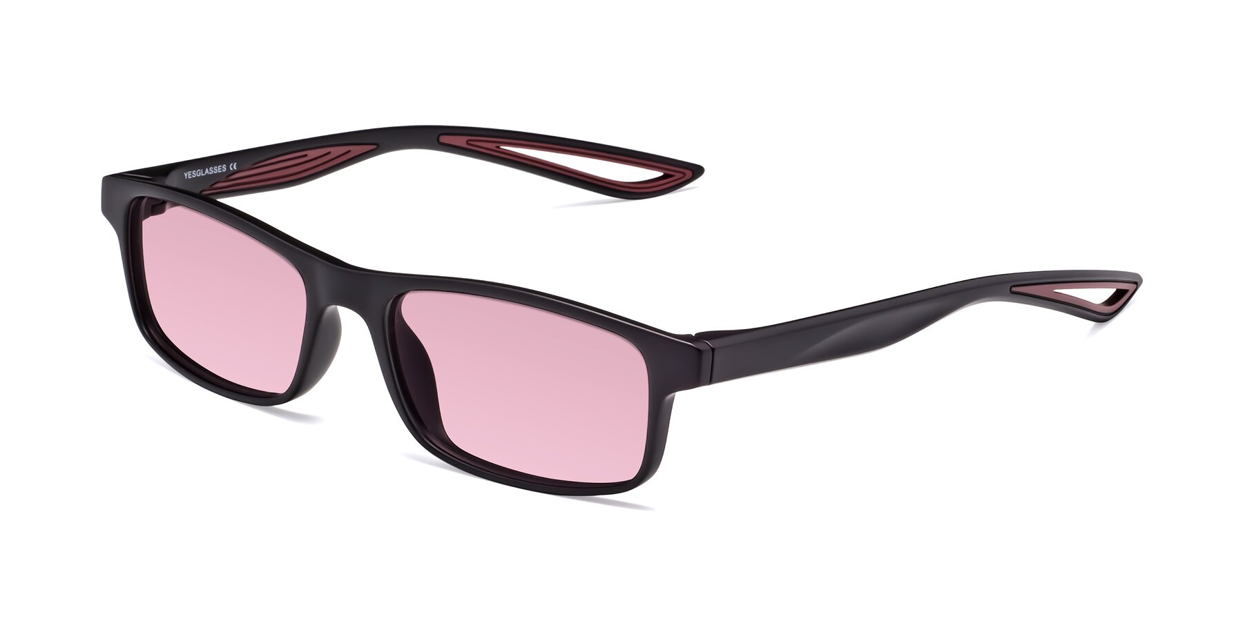 Angle of Bill in Matte Black-Wine with Light Wine Tinted Lenses