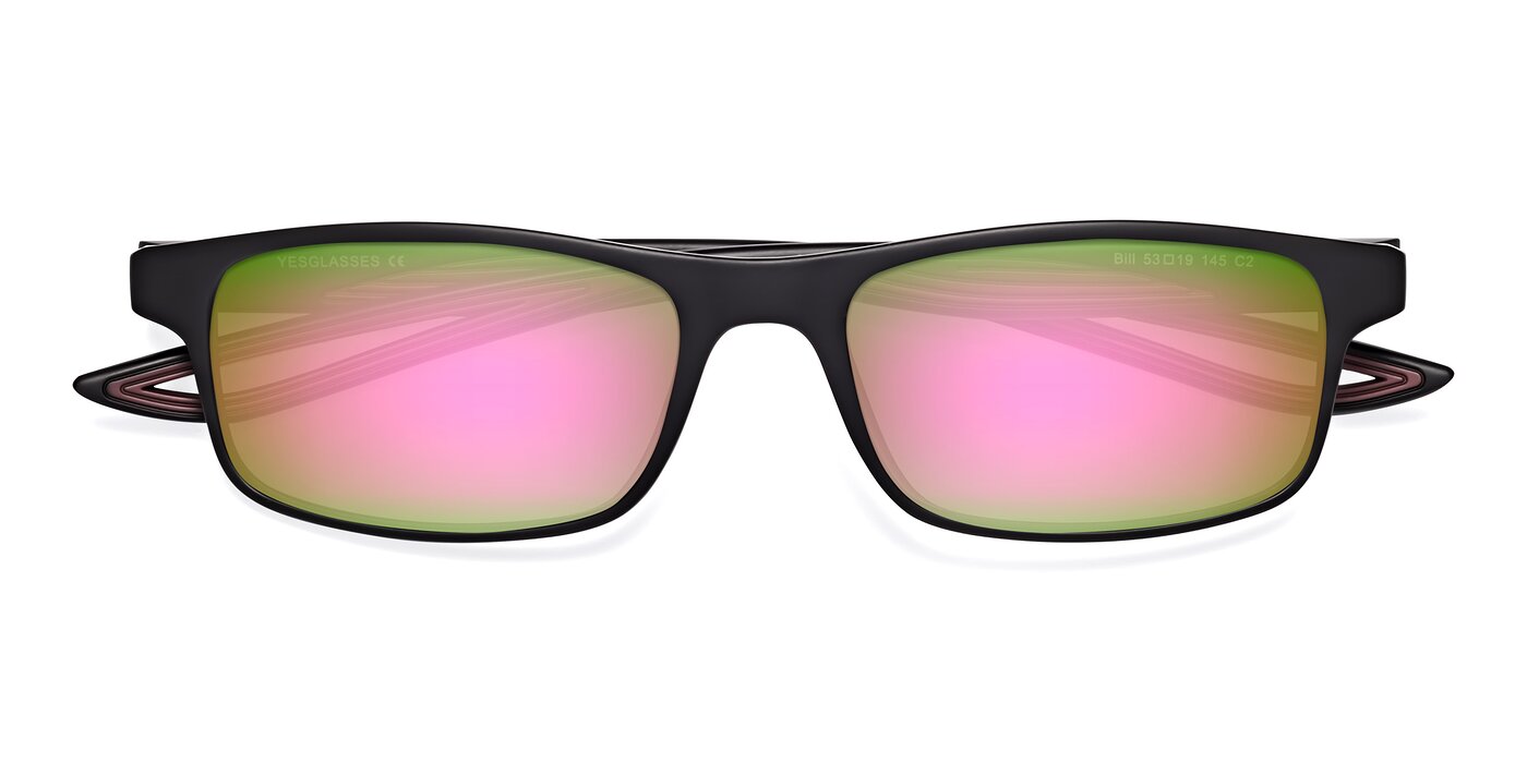 Bill - Matte Black / Wine Flash Mirrored Sunglasses