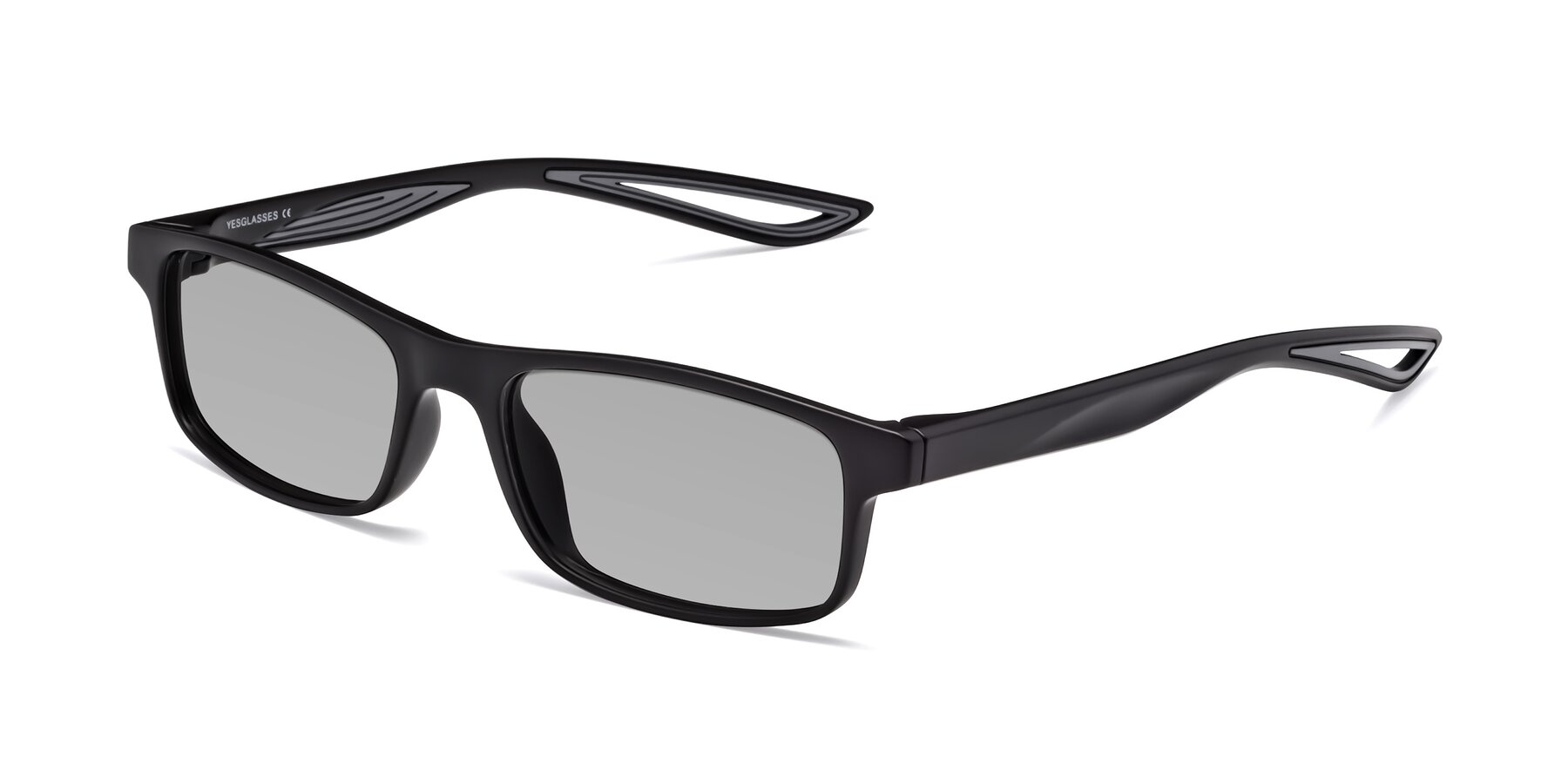 Angle of Bill in Matte Black-Gray with Light Gray Tinted Lenses