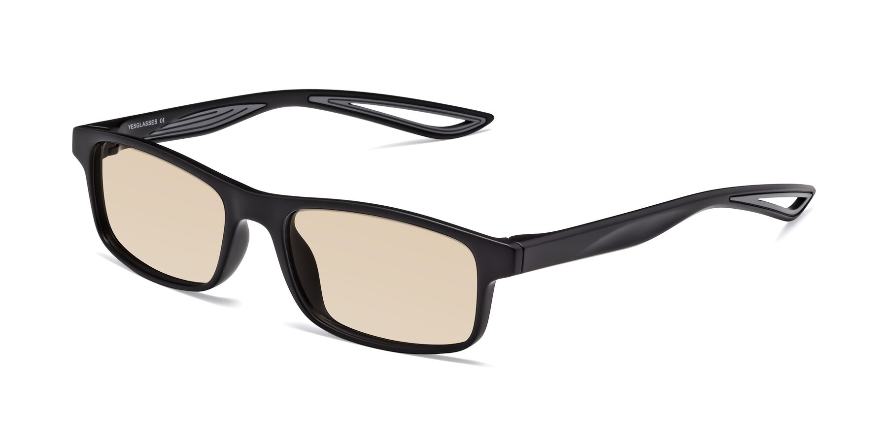 Angle of Bill in Matte Black-Gray with Light Brown Tinted Lenses
