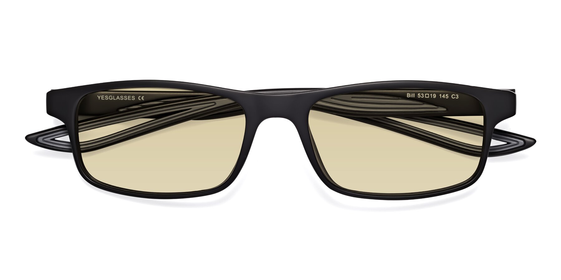 Folded Front of Bill in Matte Black-Gray with Light Champagne Tinted Lenses