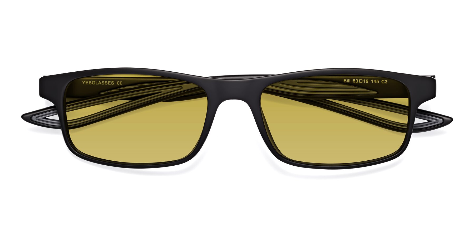 Folded Front of Bill in Matte Black-Gray with Champagne Tinted Lenses