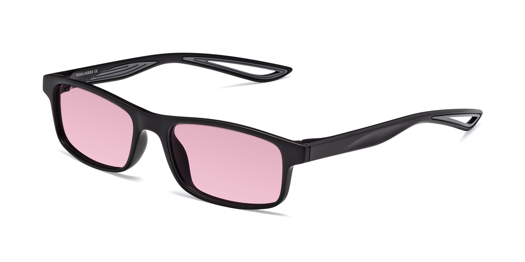 Angle of Bill in Matte Black-Gray with Light Wine Tinted Lenses