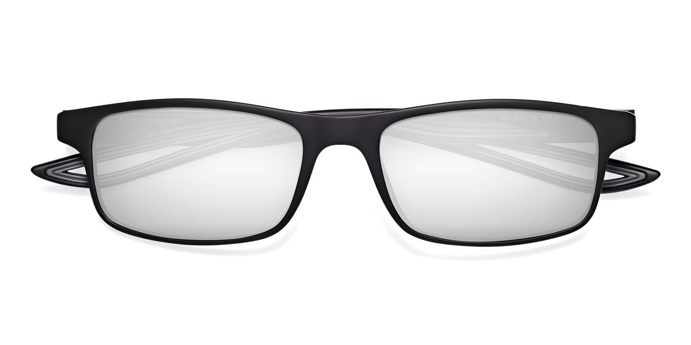 Bill - Matte Black / Gray Flash Mirrored Sunglasses