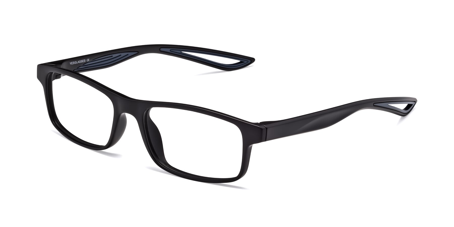 Angle of Bill in Matte Black-Blue with Clear Blue Light Blocking Lenses