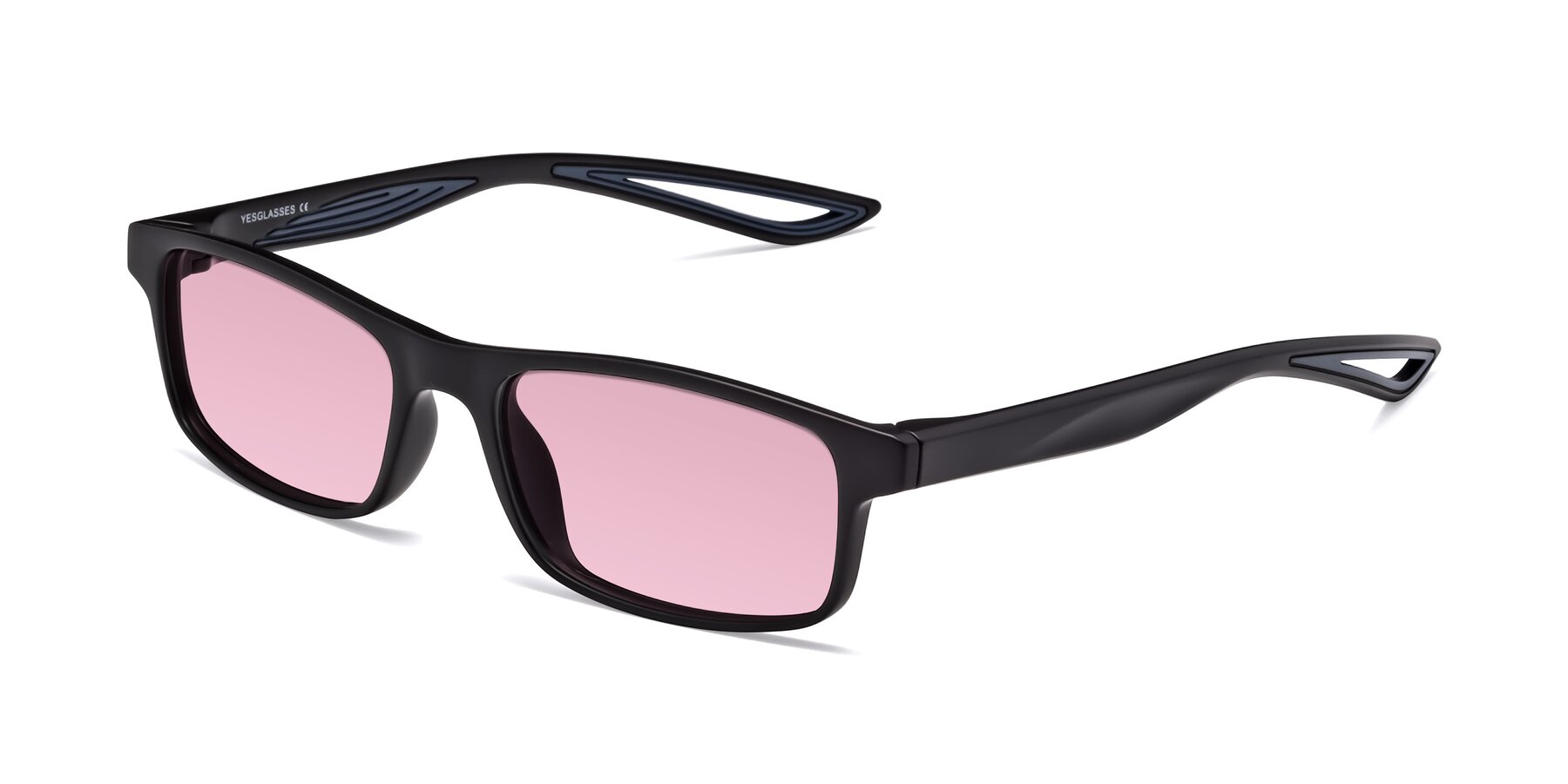 Angle of Bill in Matte Black-Blue with Light Wine Tinted Lenses