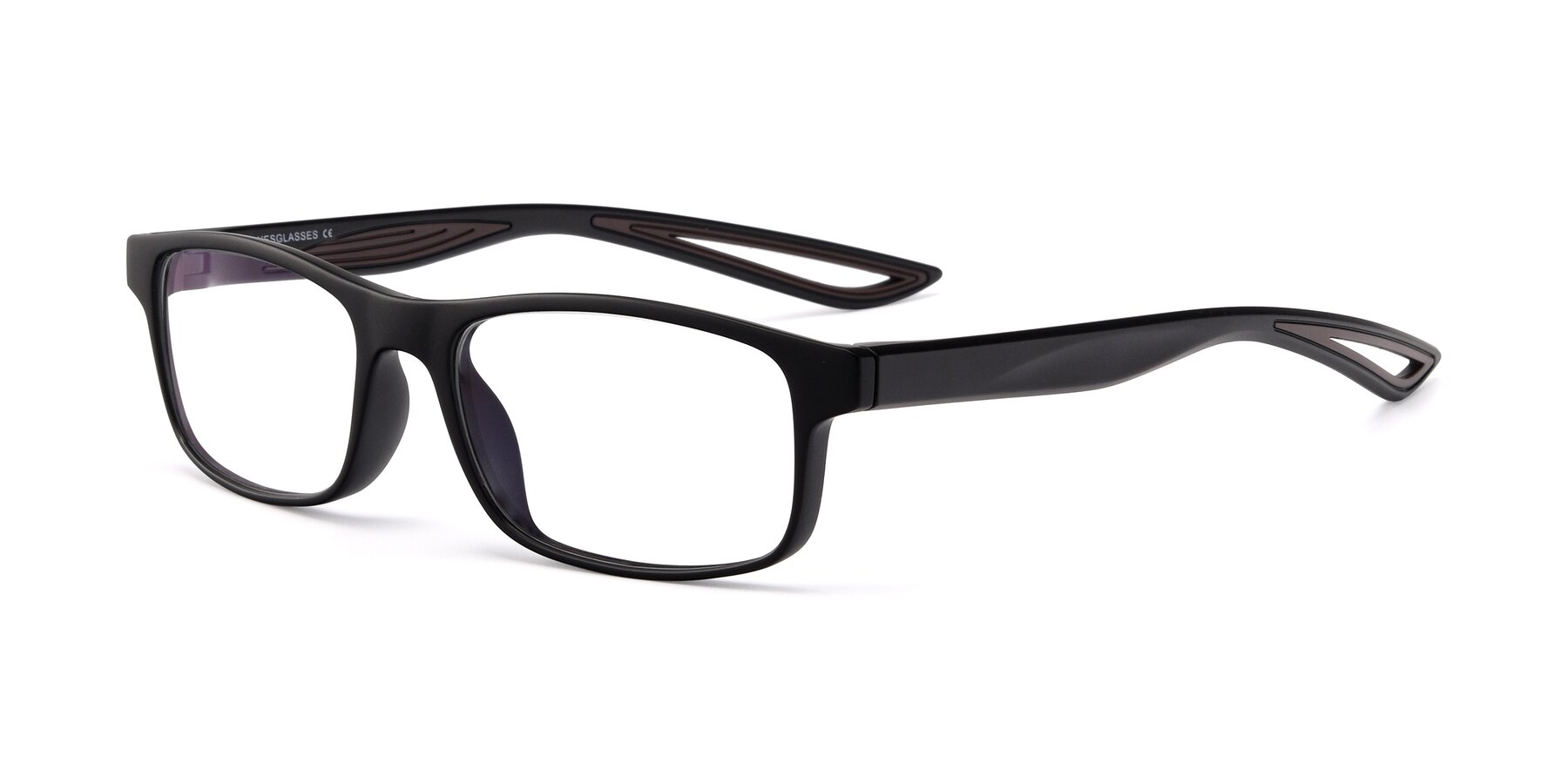 Angle of Bill in Matte Black-Coffee with Clear Eyeglass Lenses
