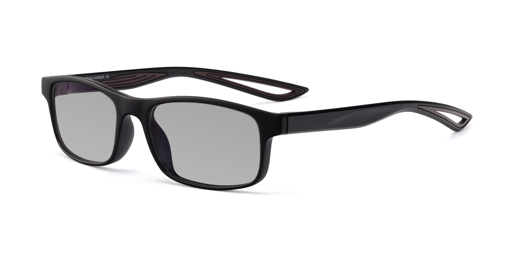 Angle of Bill in Matte Black-Coffee with Light Gray Tinted Lenses
