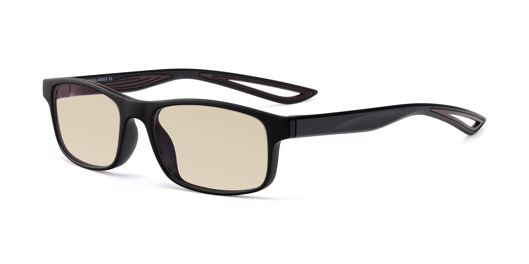 Angle of Bill in Matte Black-Coffee with Light Brown Tinted Lenses