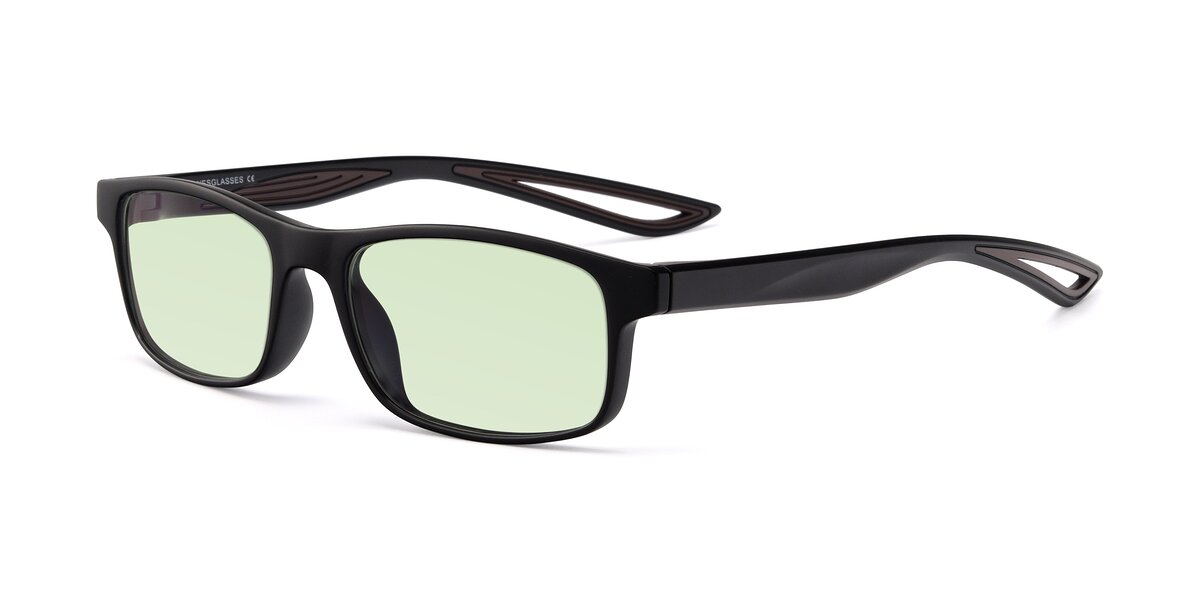 Matte Black Coffee Classic Tr90 Rectangle Tinted Sunglasses With