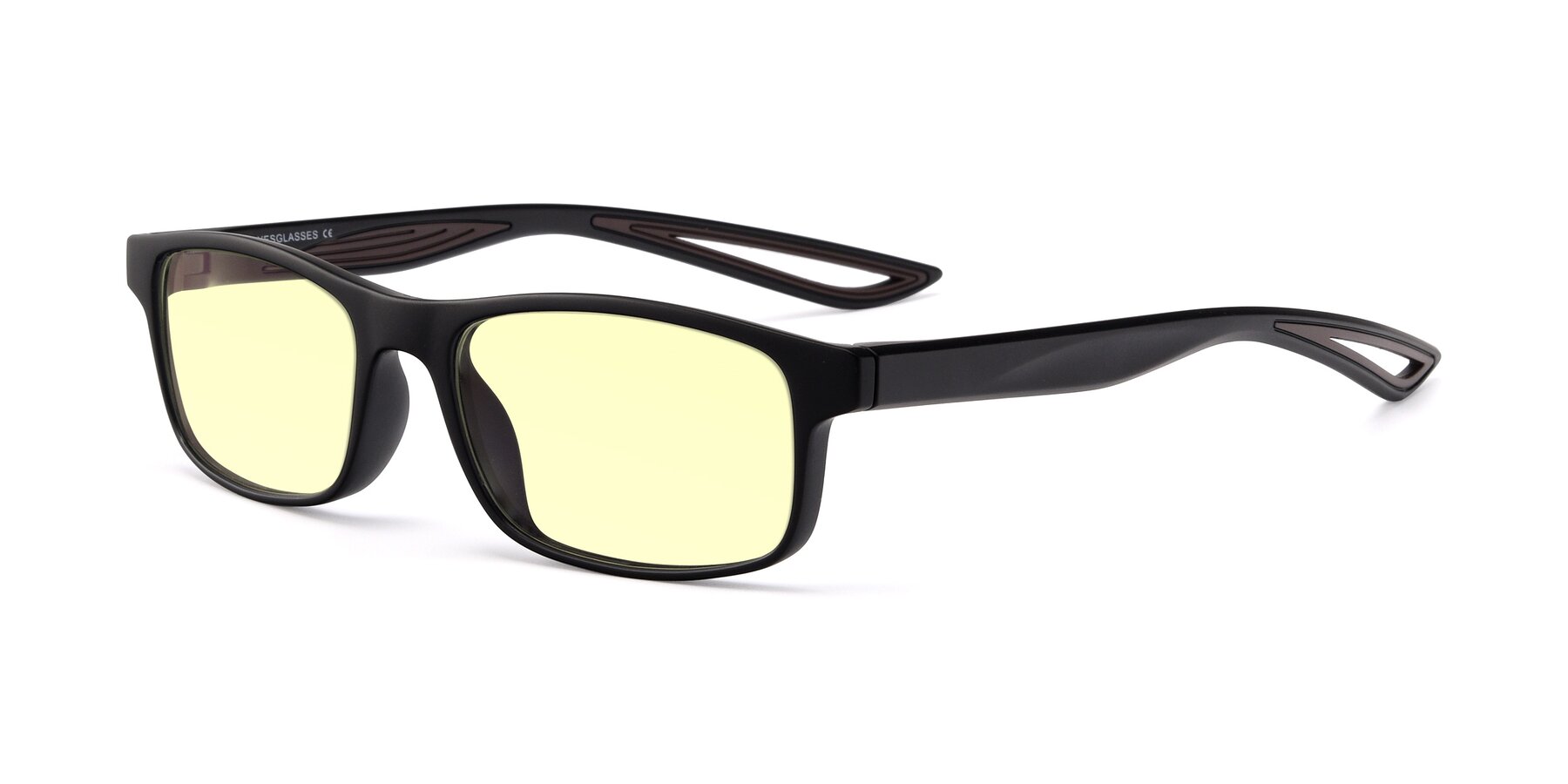 Angle of Bill in Matte Black-Coffee with Light Yellow Tinted Lenses