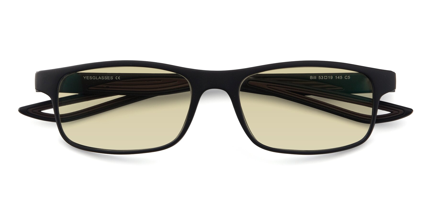 Folded Front of Bill in Matte Black-Coffee with Light Champagne Tinted Lenses