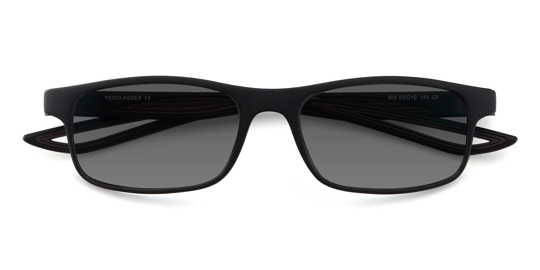 Folded Front of Bill in Matte Black-Coffee with Medium Gray Tinted Lenses