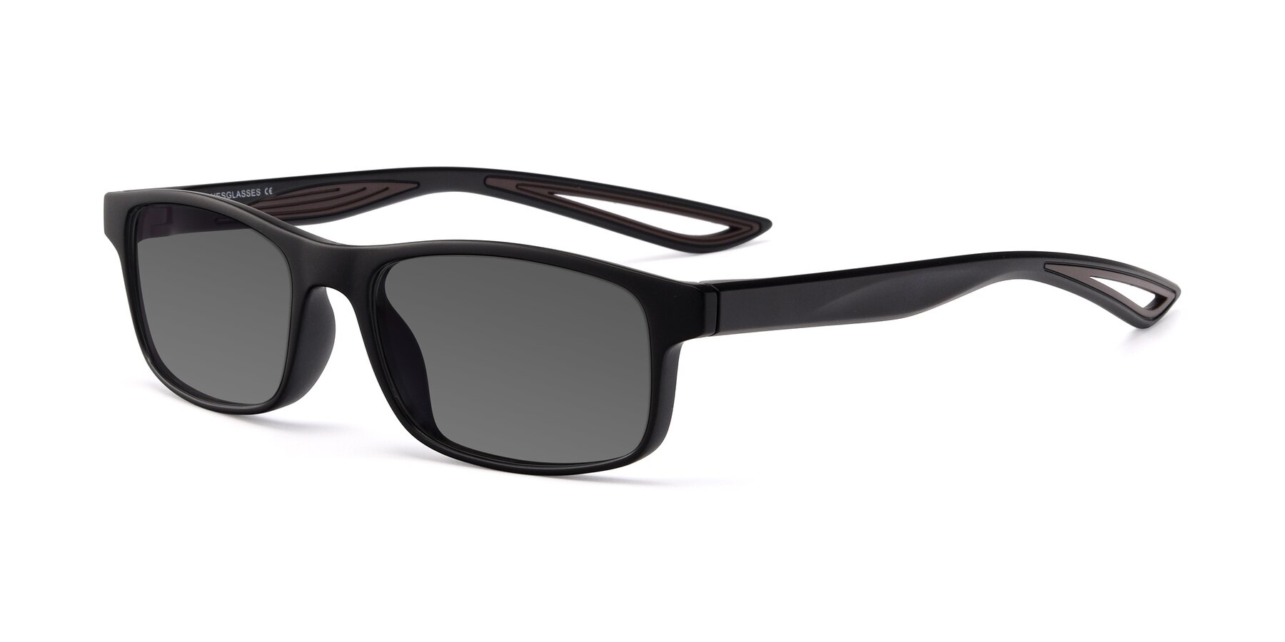 Angle of Bill in Matte Black-Coffee with Medium Gray Tinted Lenses