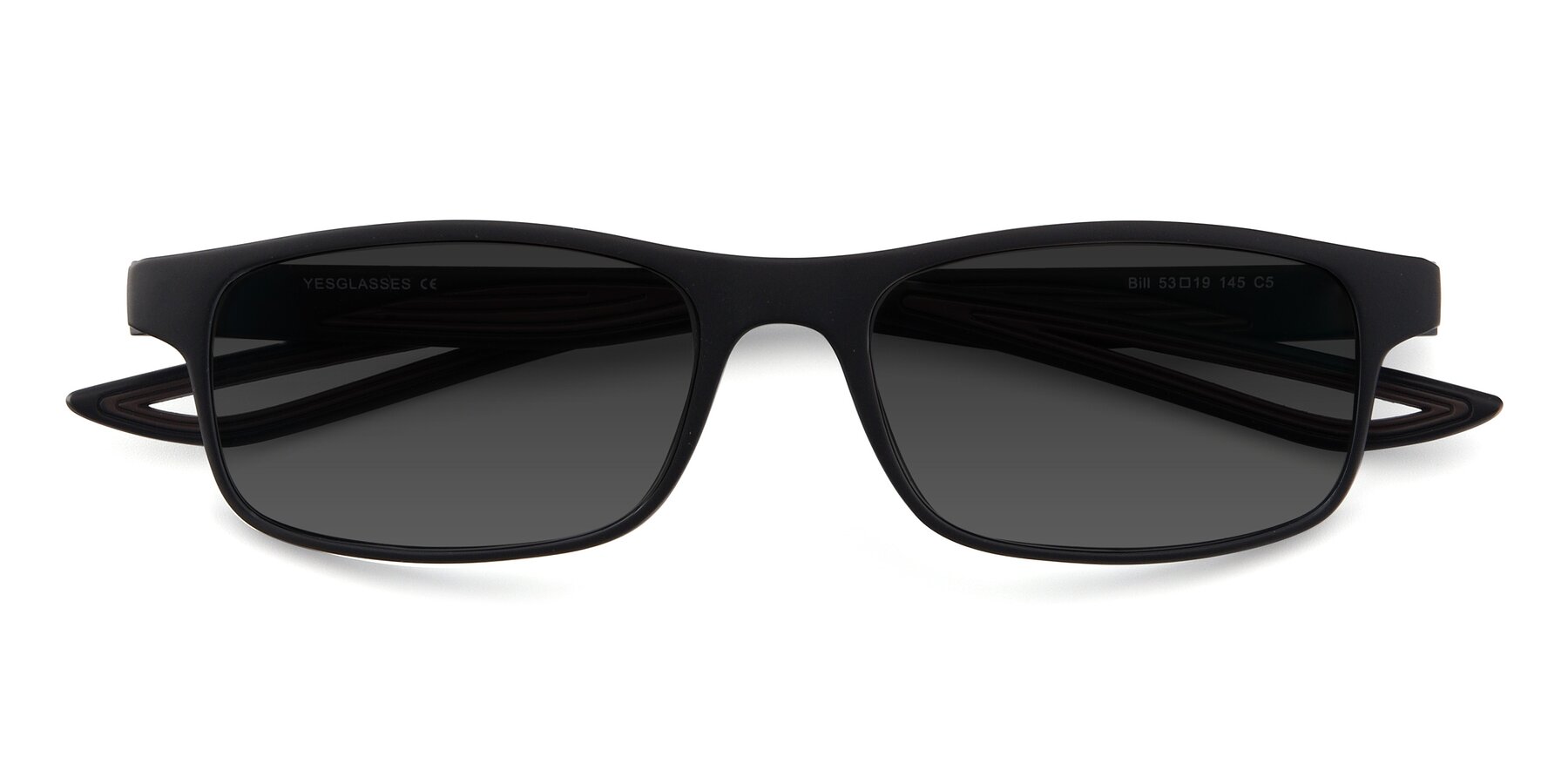 Folded Front of Bill in Matte Black-Coffee with Gray Tinted Lenses