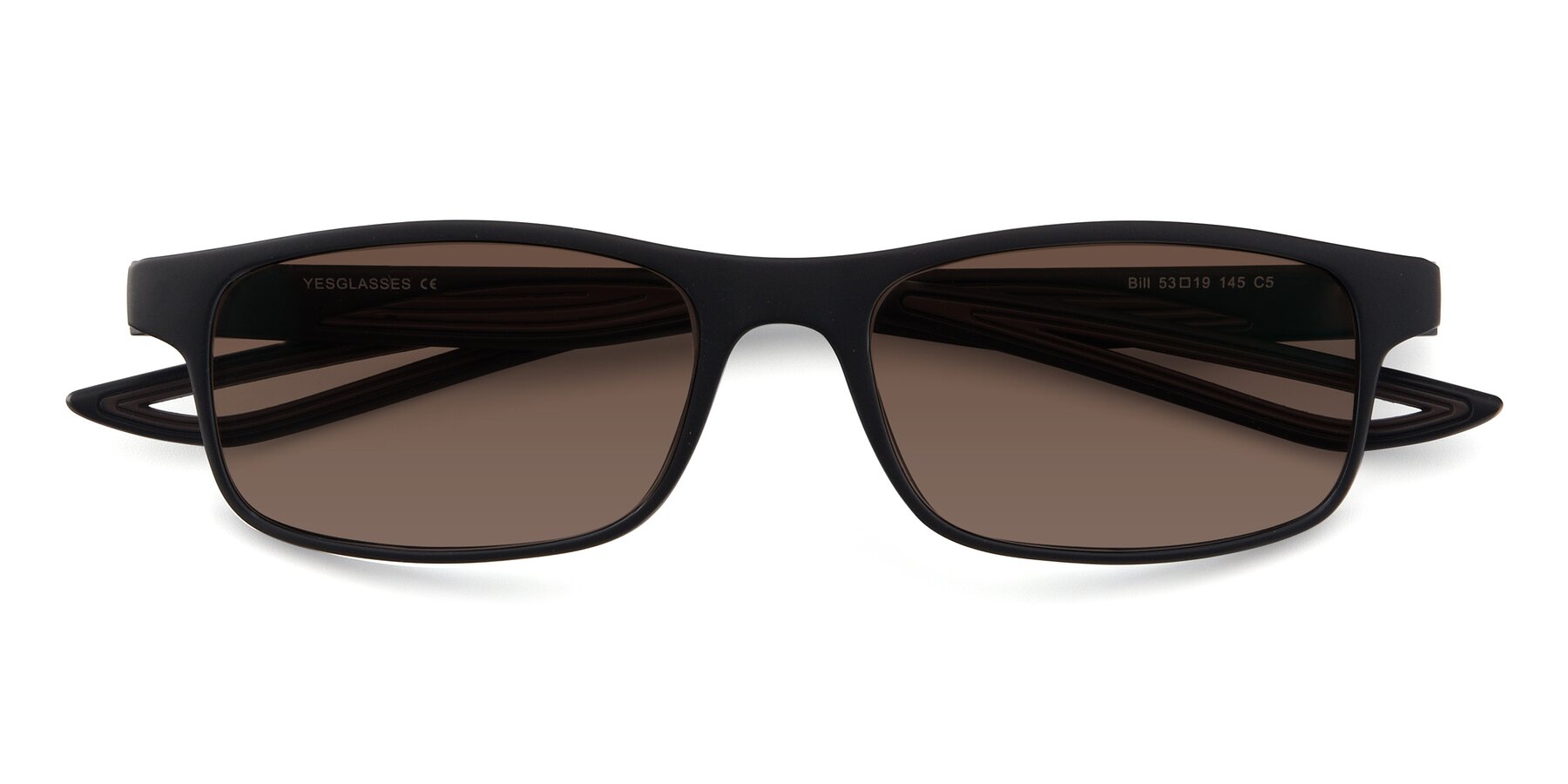 Folded Front of Bill in Matte Black-Coffee with Brown Tinted Lenses
