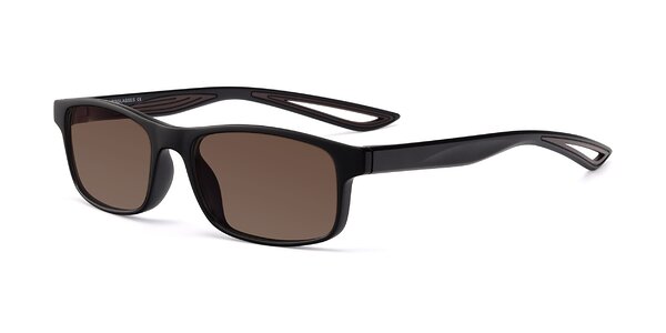 Matte Black Coffee Classic Tr90 Rectangle Tinted Sunglasses With