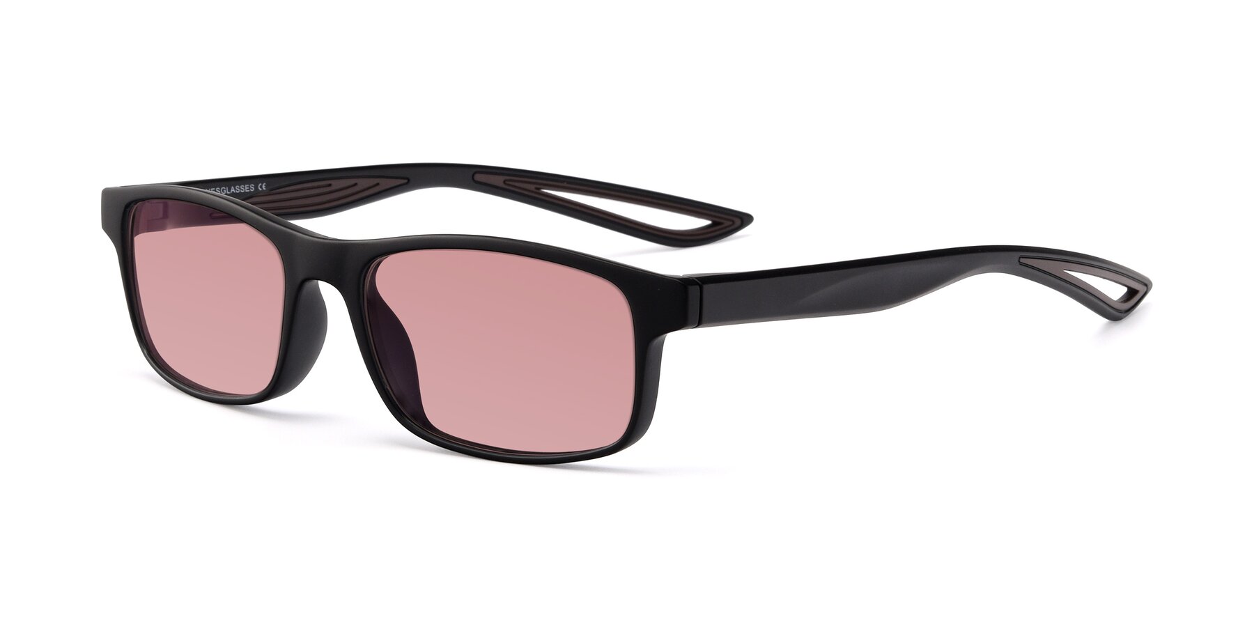 Angle of Bill in Matte Black-Coffee with Medium Garnet Tinted Lenses