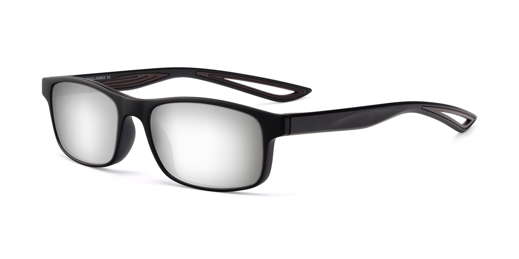 Angle of Bill in Matte Black-Coffee with Silver Mirrored Lenses