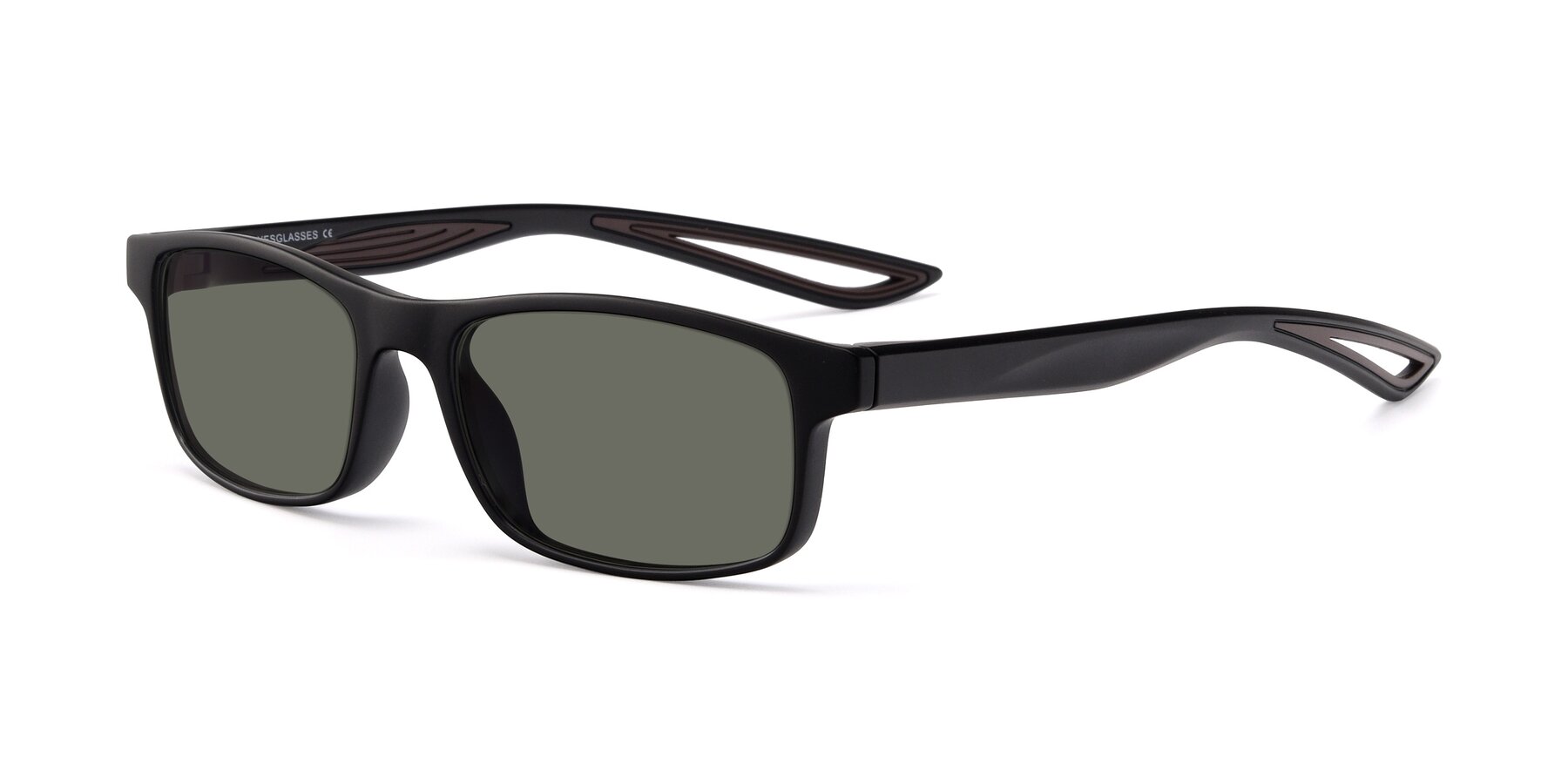 Angle of Bill in Matte Black-Coffee with Gray Polarized Lenses