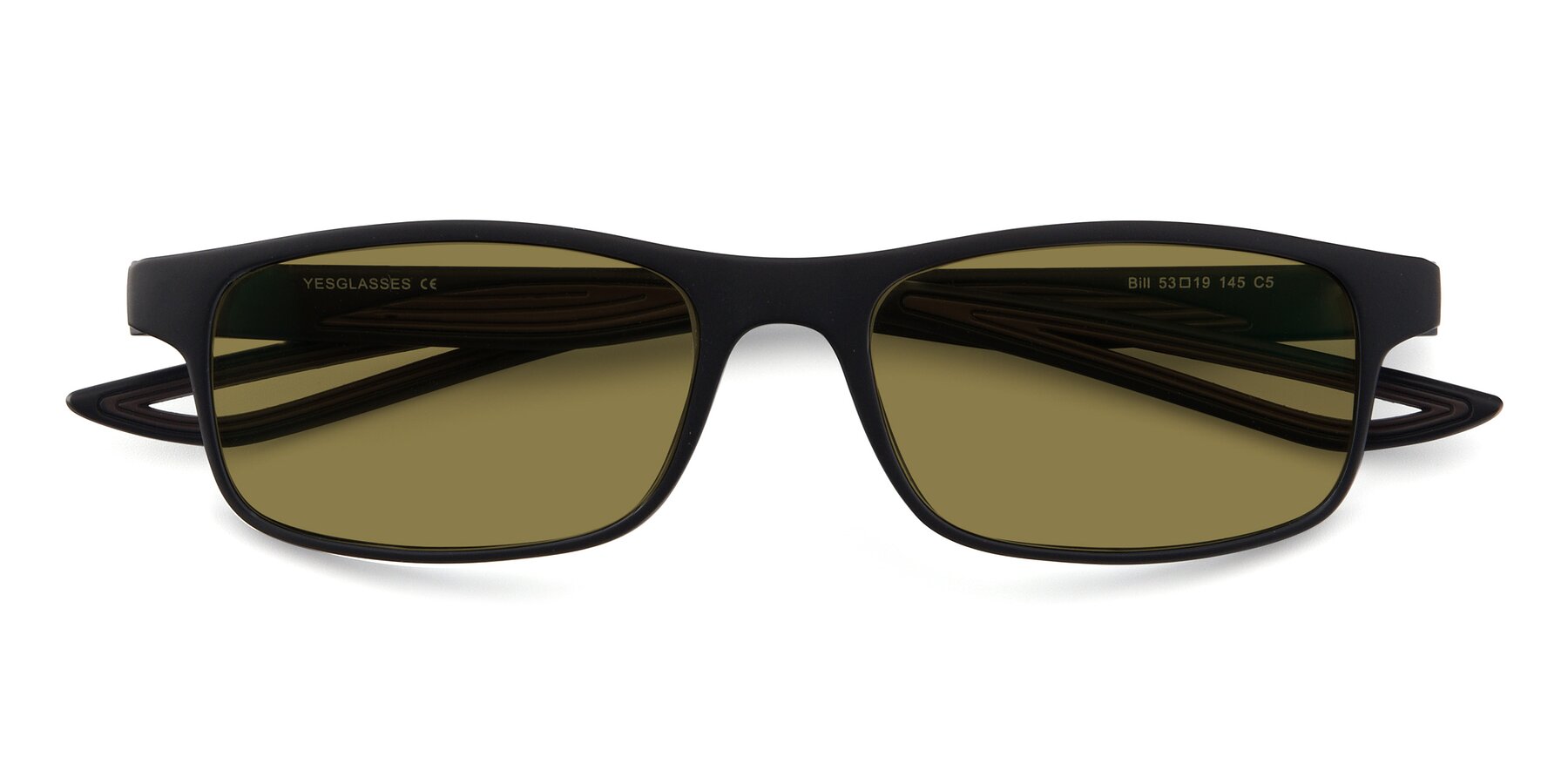 Folded Front of Bill in Matte Black-Coffee with Brown Polarized Lenses