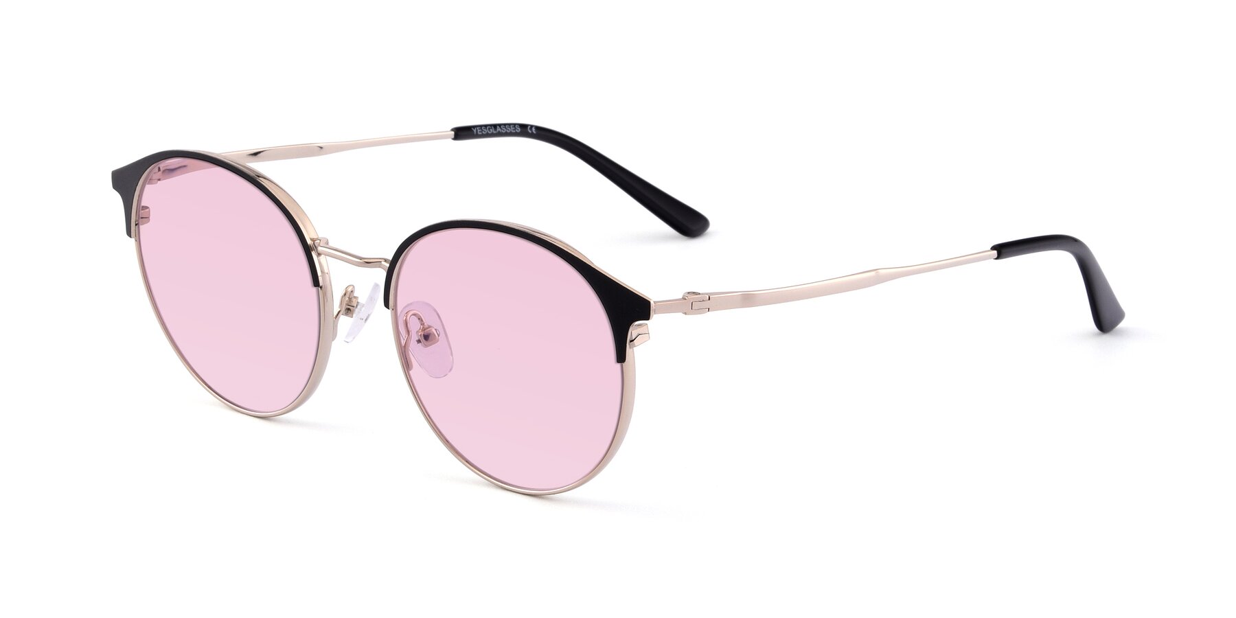 Angle of Berkley in Black-Gold with Light Pink Tinted Lenses