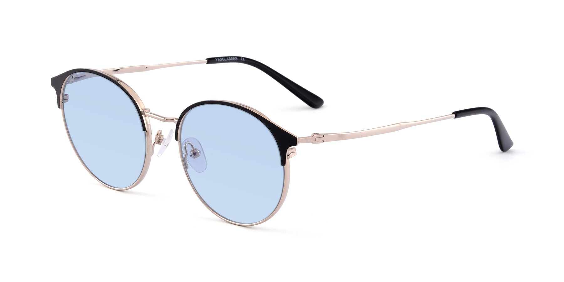Angle of Berkley in Black-Gold with Light Blue Tinted Lenses