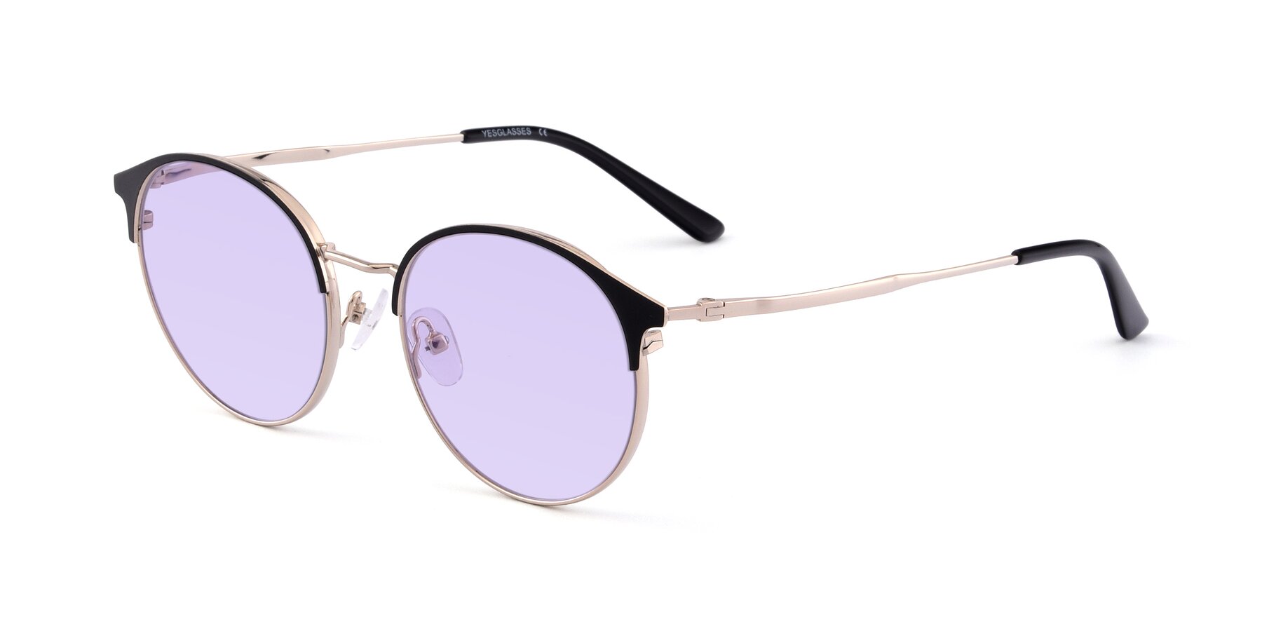 Angle of Berkley in Black-Gold with Light Purple Tinted Lenses