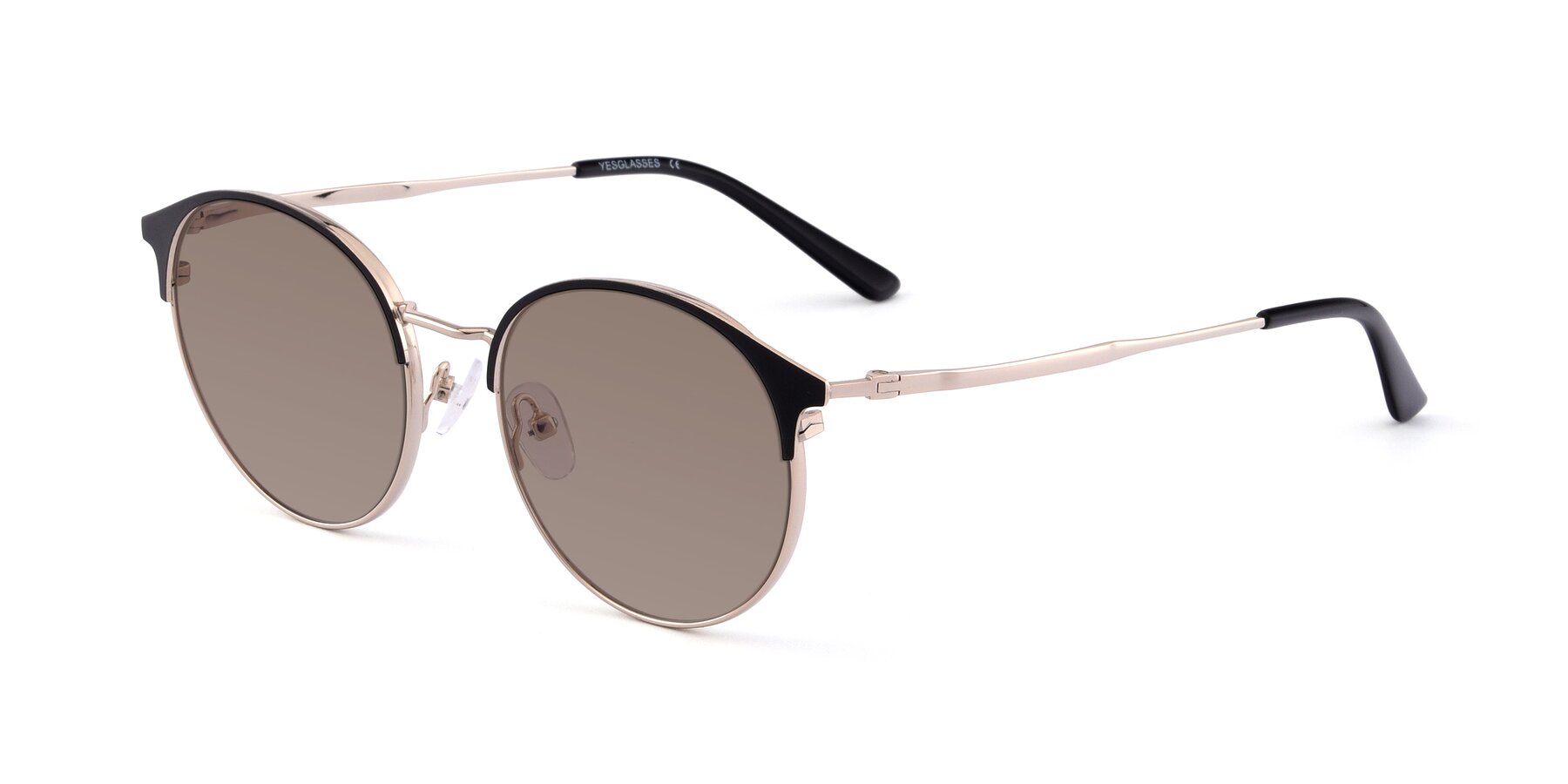 Angle of Berkley in Black-Gold with Medium Brown Tinted Lenses
