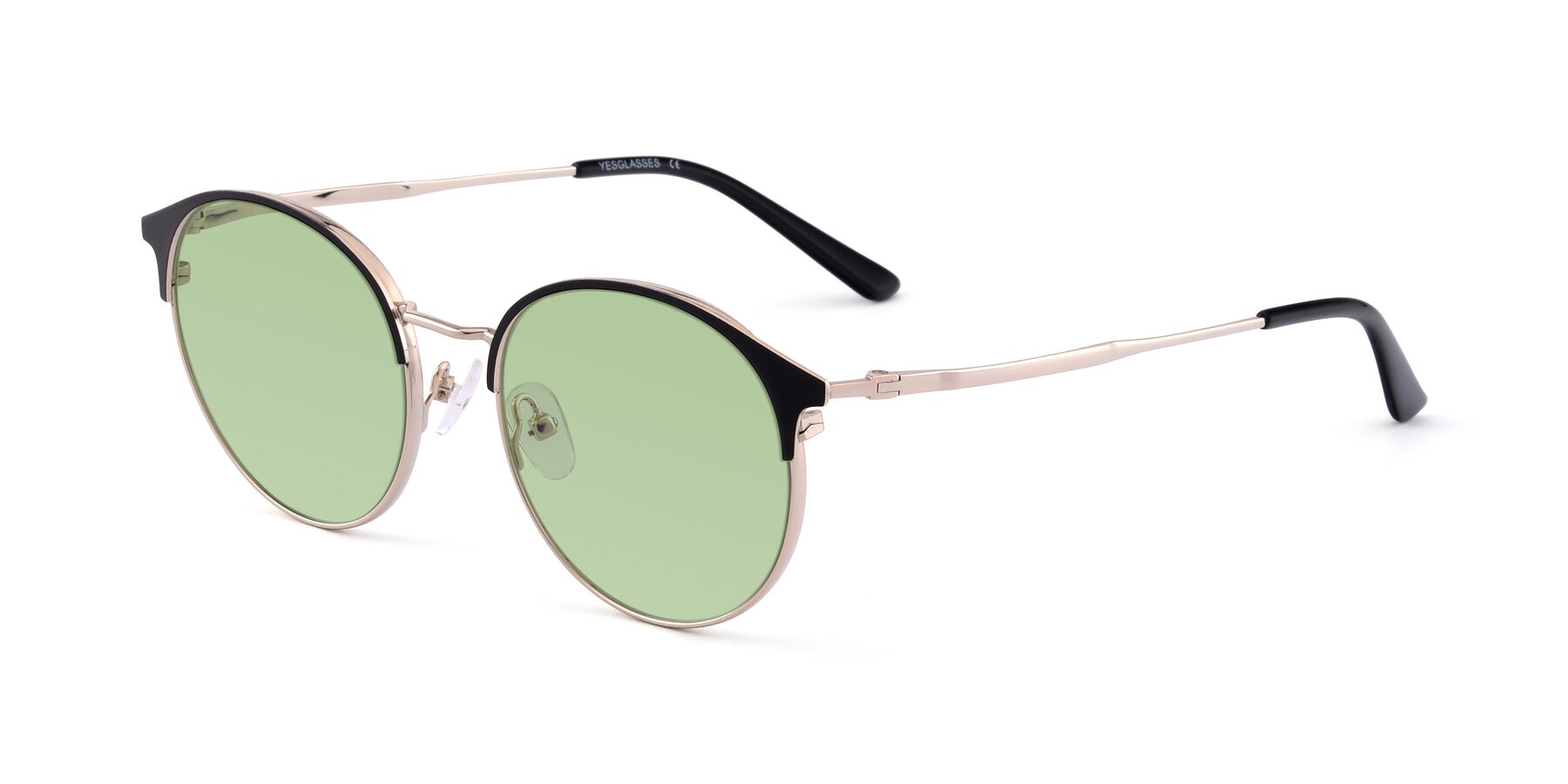 Angle of Berkley in Black-Gold with Medium Green Tinted Lenses
