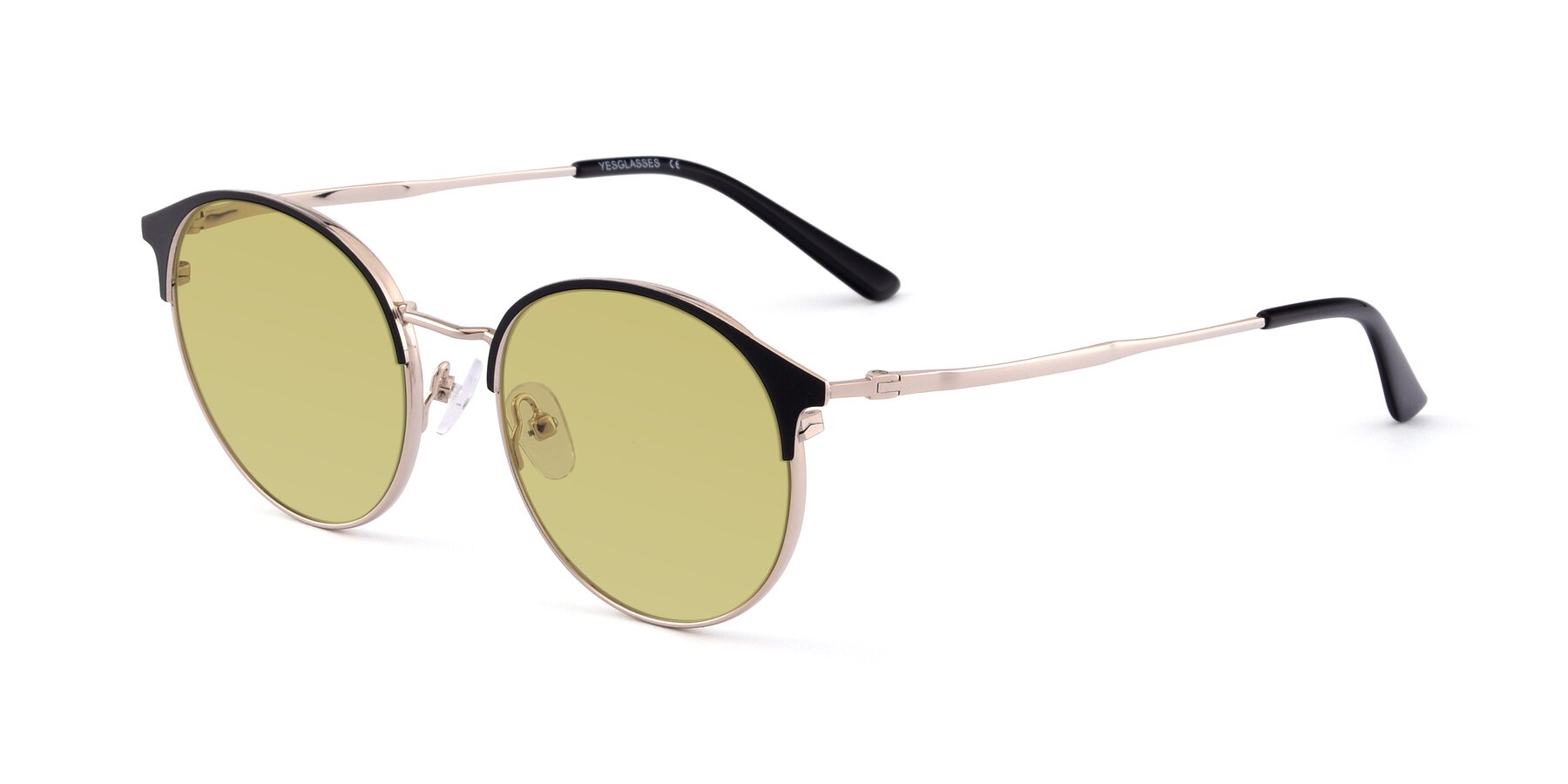 Angle of Berkley in Black-Gold with Medium Champagne Tinted Lenses