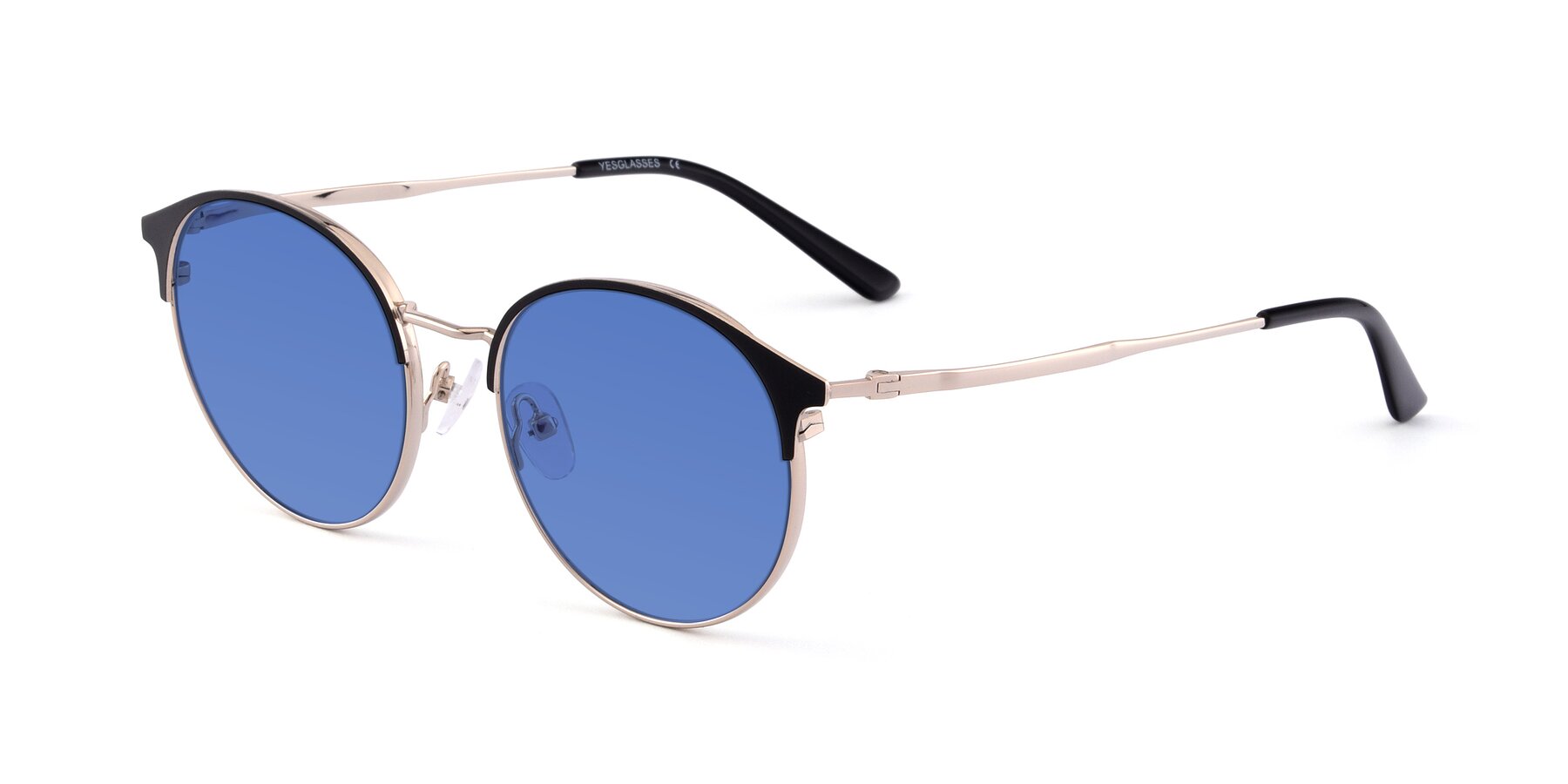 Angle of Berkley in Black-Gold with Blue Tinted Lenses