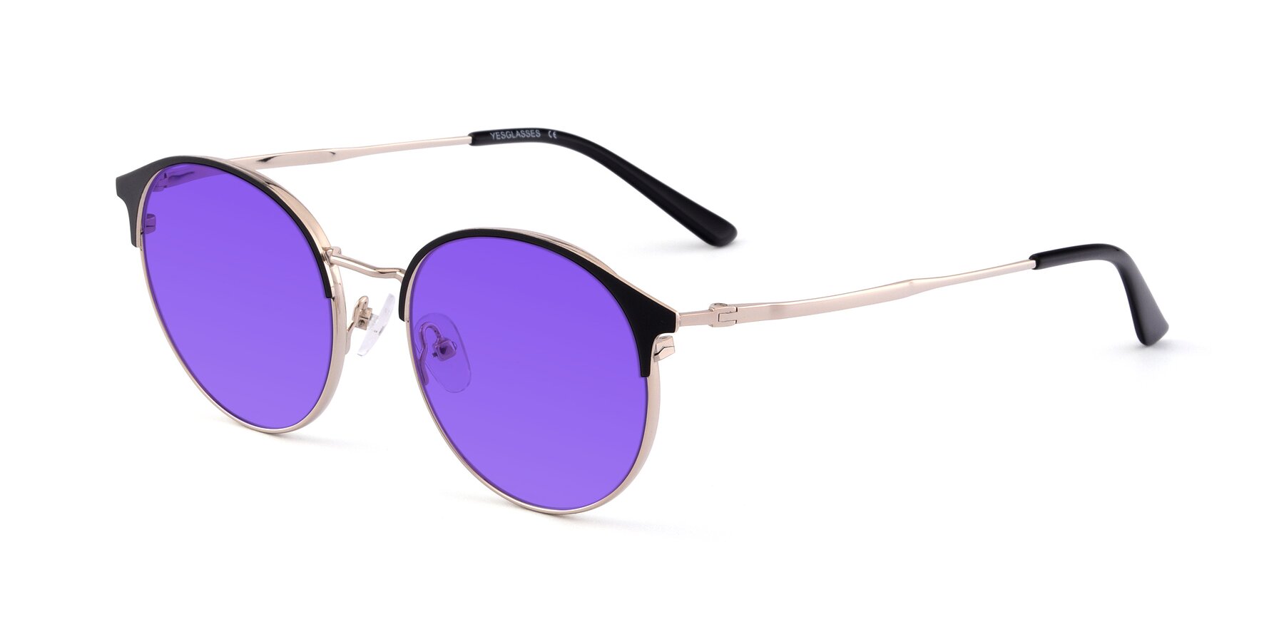 Angle of Berkley in Black-Gold with Purple Tinted Lenses